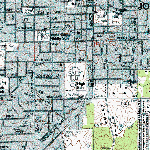 Topographic Map of Jonesboro Baptist College (historical), AR