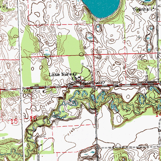 Topographic Map of Little Norway Church, MN