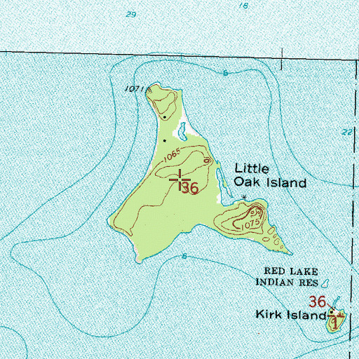 Topographic Map of Little Oak Island, MN