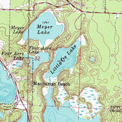 Topographic Map of Little Ox Lake, MN