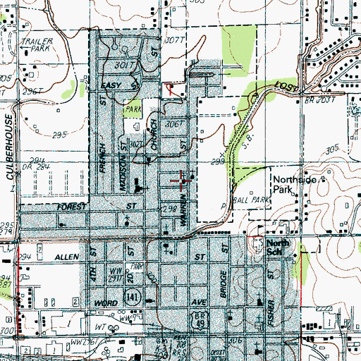 Topographic Map of Jonesboro General Baptist Church, AR