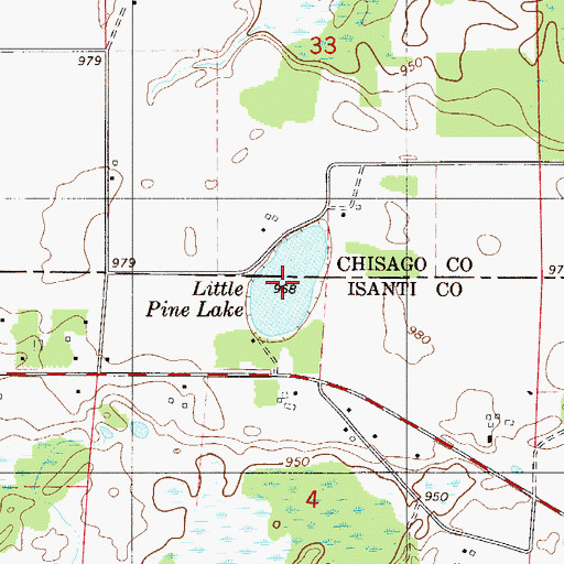 Topographic Map of Little Pine Lake, MN