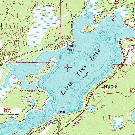 Topographic Map of Little Pine Lake, MN