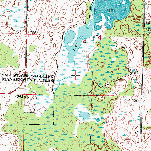Topographic Map of Little Pine State Wildlife Management Are, MN