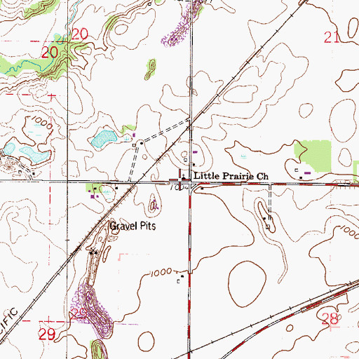 Topographic Map of Little Prairie Church, MN