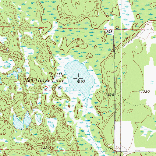 Topographic Map of Little Red Horse Lake, MN