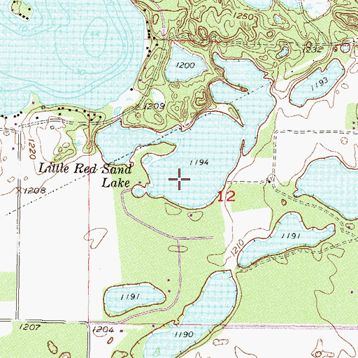 Topographic Map of Little Red Sand Lake, MN