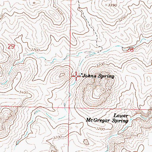 Topographic Map of Johns Spring, AZ