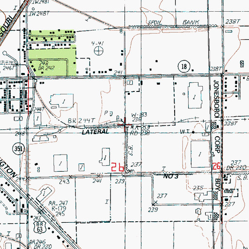 Topographic Map of Jonesboro Industrial Park, AR