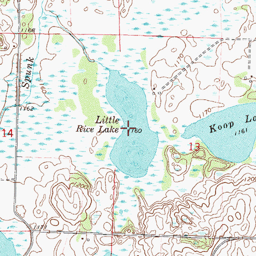 Topographic Map of Little Rice Lake, MN