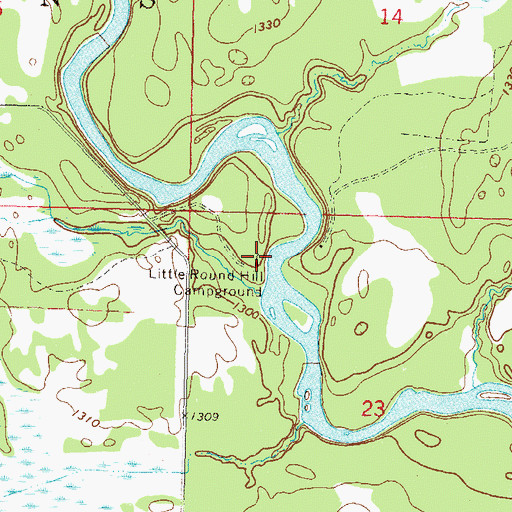 Topographic Map of Little Round Hill Campground, MN