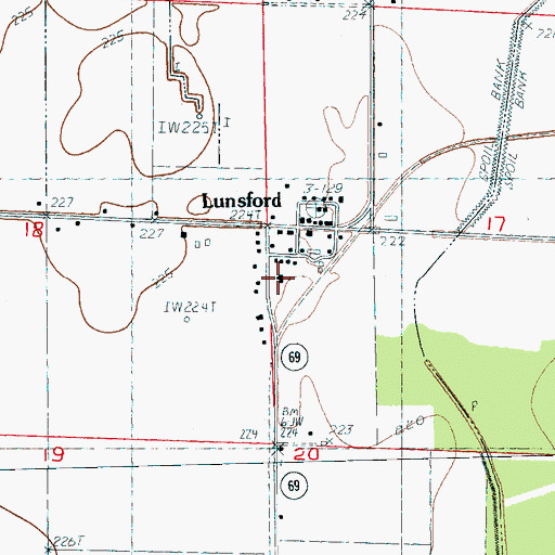 Topographic Map of Lunsford Baptist Church, AR