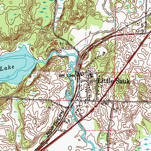 Topographic Map of Little Sauk, MN