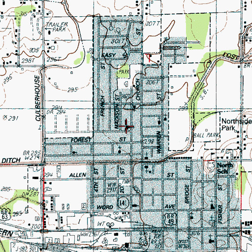 Topographic Map of North Main Baptist Church, AR