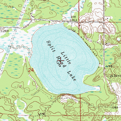 Topographic Map of Little Split Hand Lake, MN