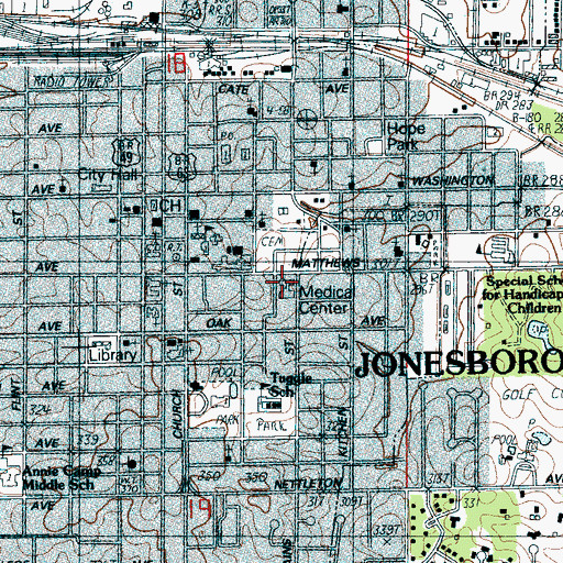 Topographic Map of Northeast Arkansas Surgery Center, AR