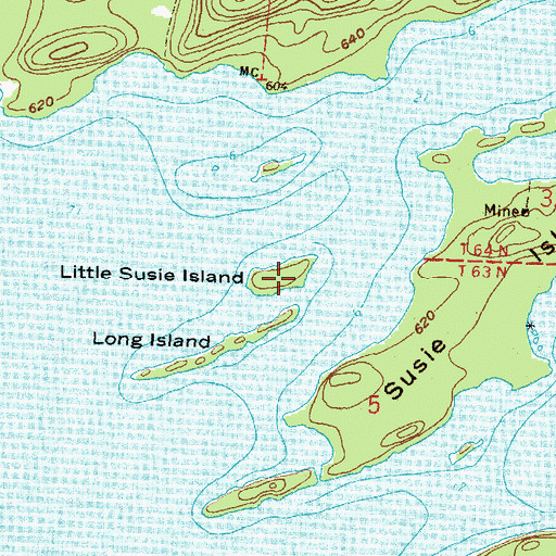 Topographic Map of Little Susie Island, MN