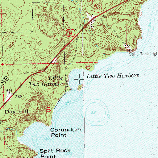 Topographic Map of Little Two Harbors, MN