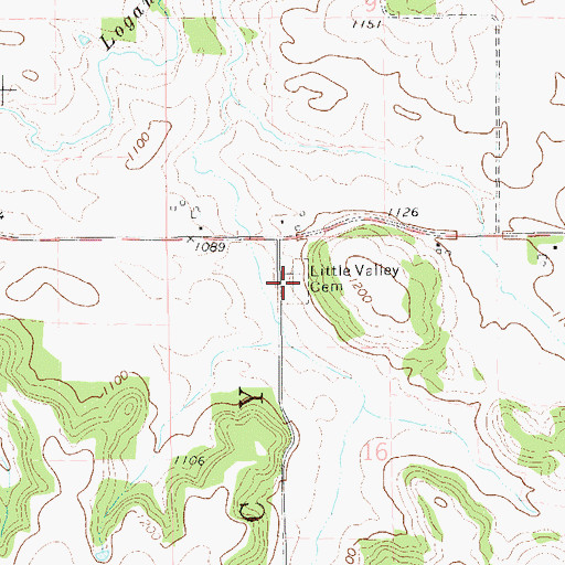 Topographic Map of Little Valley Cemetery, MN