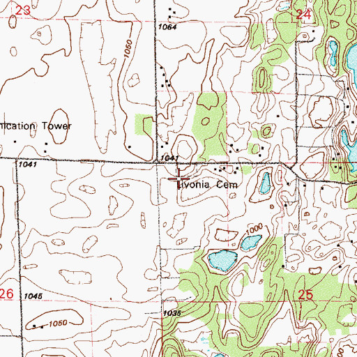 Topographic Map of Livonia Cemetery, MN