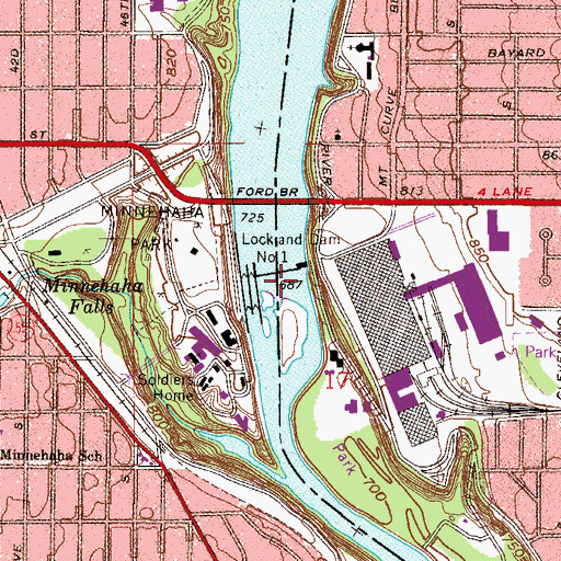 Topographic Map of Lock and Dam 1, MN