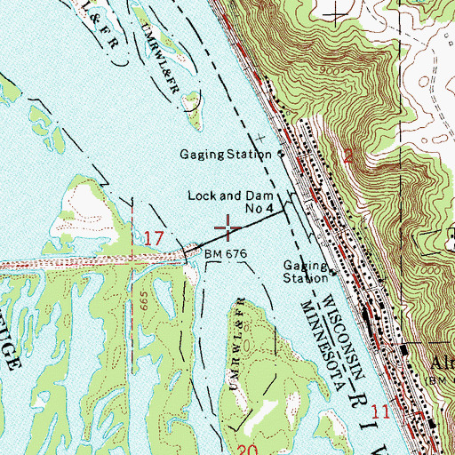 Topographic Map of Lock and Dam 4, MN