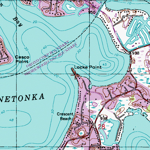 Topographic Map of Locke Point, MN