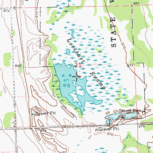 Topographic Map of Lockhart Swamp, MN