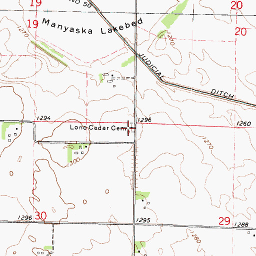 Topographic Map of Lone Cedar Cemetery, MN