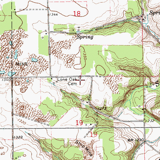 Topographic Map of Lone Oak Cemetery, MN