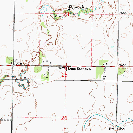 Topographic Map of Lone Star School, MN