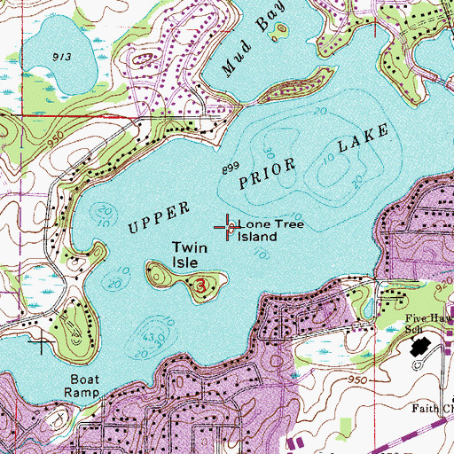 Topographic Map of Lone Tree Island, MN