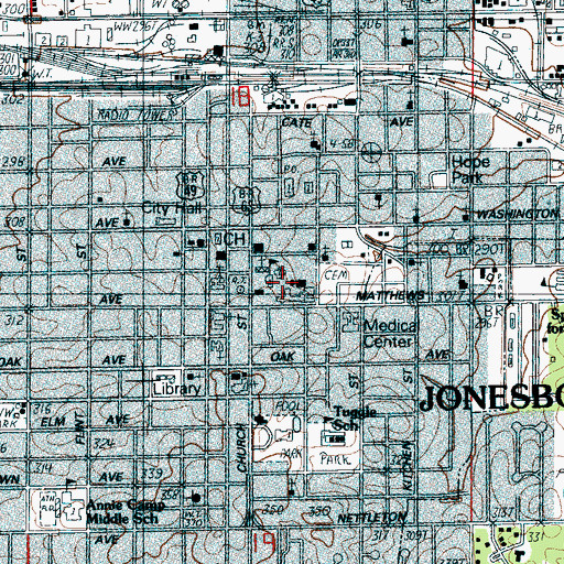 Topographic Map of Saint Bernards Medical Center, AR