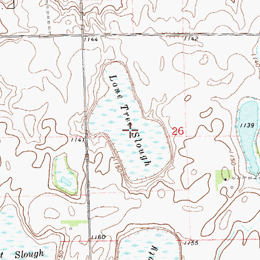 Topographic Map of Lone Tree Slough, MN