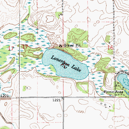 Topographic Map of Lonergan Lake, MN