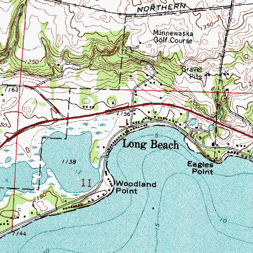 Topographic Map of Long Beach, MN