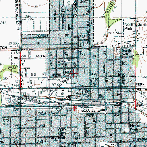 Topographic Map of Saint John Baptist Church, AR
