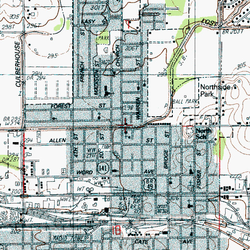 Topographic Map of Second Presbyterian Church, AR