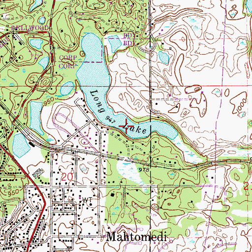 Topographic Map of Long Lake, MN