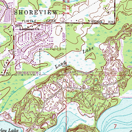 Topographic Map of Long Lake, MN
