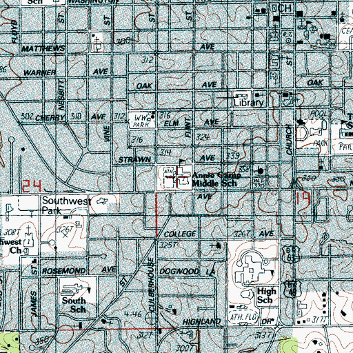 Topographic Map of Woodland College (historical), AR