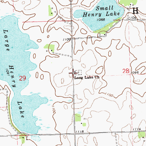 Topographic Map of Long Lake Church, MN