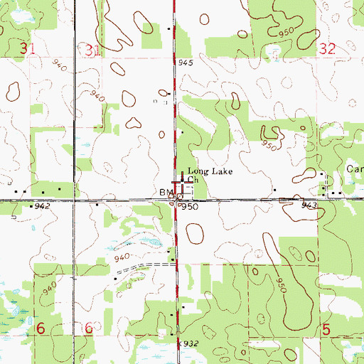 Topographic Map of Long Lake Church, MN