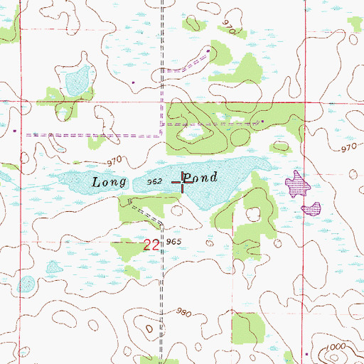 Topographic Map of Long Pond, MN