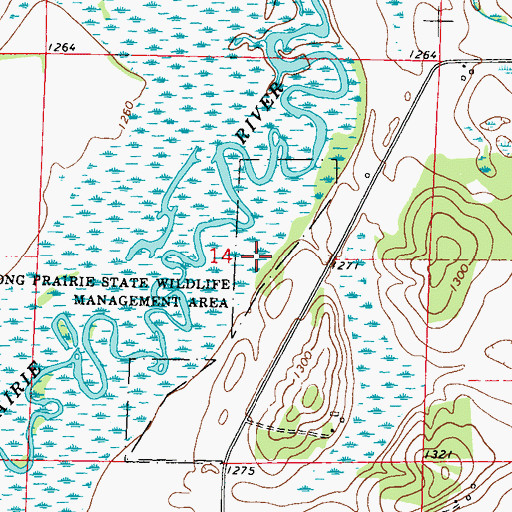 Topographic Map of Long Prairie State Wildlife Management Ar, MN