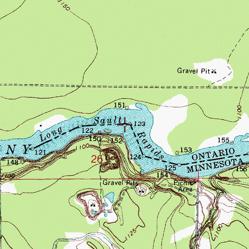 Topographic Map of Long Sault Rapids, MN