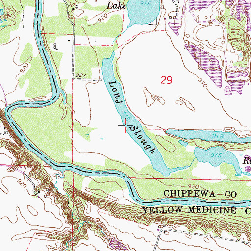 Topographic Map of Long Slough, MN