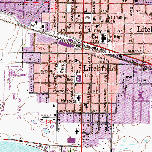 Topographic Map of Longfellow School, MN