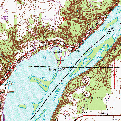 Topographic Map of Lookout Point, MN