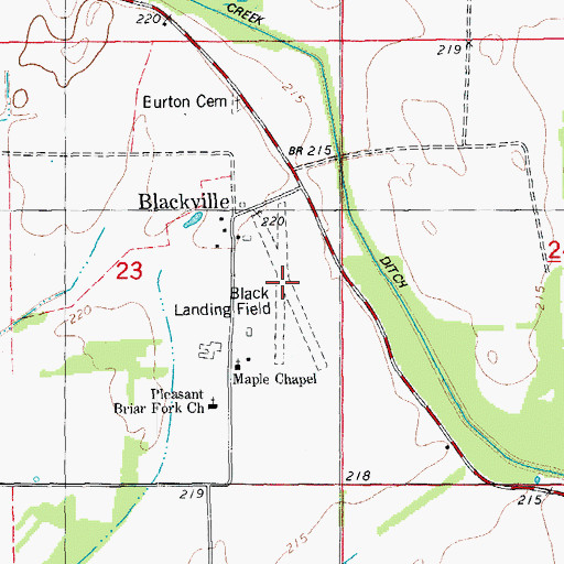 Topographic Map of Black Landing Field (historical), AR
